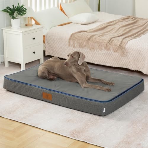 LIORCE Orthopedic Memory Foam Giant Dog Bed - 6" Thick Beds for Large Sized Dog - Waterproof Removable Washable Cover & Wrap-Around Zipper - Ultimate Comfort & Easy Maintenance, Dark Grey - color: Dark Grey, size: 53.0"L x 36.0"W x 6.0"Th
