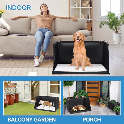 MABOZOO Dog Pee Pad Holder with High Walls, Foldable Dog Litter Box Potty Shields Indoor Potty for Small and Medium Pets, No Spill Pee Pad Holder Tray for Doggy Work (24x24x17.7 in). Patent Pending - size: 18x24x24in