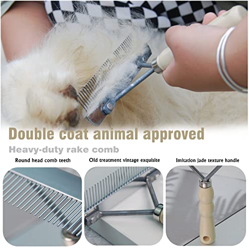 Undercoat Rake for Dogs, Grooming Rakes Brushes for Shedding Long Hair Coats Husky, German Shepherd, Golden Retriever, Long Tooth Removes Loose Hair Tangles