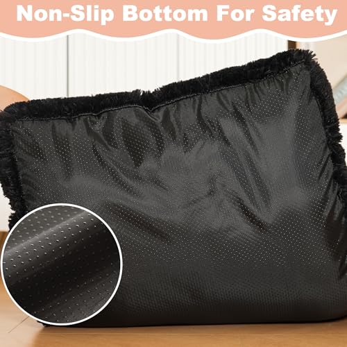 Bedfolks Plush Dog Crate Pad, Washable Dog Kennel Bed, Faux Fur, 17"x12", Black - color: Solid Black, size: XX-Small(17x12'')