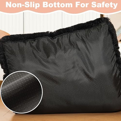 Bedfolks Plush Dog Crate Pad, Washable Dog Kennel Bed, Faux Fur, 17"x12", Black - color: Solid Black, size: XX-Small(17x12'')