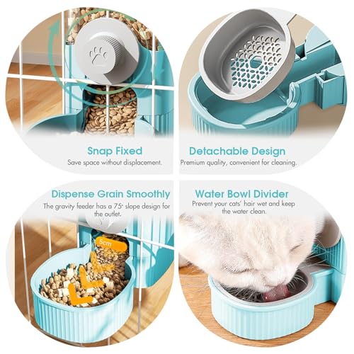 GPY Automatic Hanging Gravity Pet Feeder and Water Dispenser Set ，Automatic Rabbit Feeder and Dog Water Dispenser for Dogs Cats Pets Animals Large Capacity (Blue Water Feeder&Food Feeder) (Blue) - color: Blue