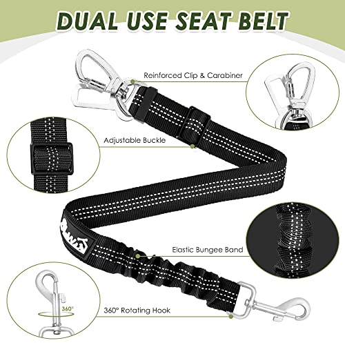 Lukovee Dog Car Harness Seat Belt, Adjustable Mesh Breathable Vest with Elastic Bungee Tether, Soft Padded 2-in-1 Safety Car Harness Seatbelt for Small Medium Large Dogs (Black,XS) - color: Black, size: X-Small