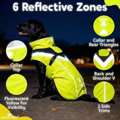 Waterproof Dog Rain Coat, Reflective Safety Strips & Leash Hole – Lightweight Adjustable Jacket for Medium Breeds - M, Yellow - color: Yellow, size: Medium