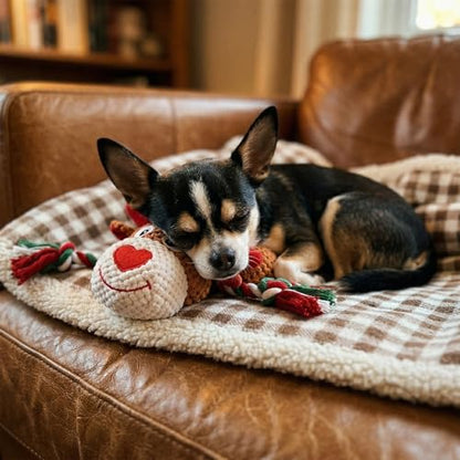 Plush Rope Reindeer Dog Toy – Durable Squeaky Tug Toy for Small, Medium Dogs, Interactive Chew & Fetch Puppy Toy - color: Christmas Colors