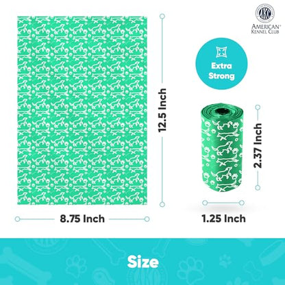 AKC Dog Poop Bags - Leak Proof Pet Waste Bags - 16 Refill Rolls - Lavender Scent - 240 Count (Puppy Print) - color: 240 Count, style: Lavender Scented