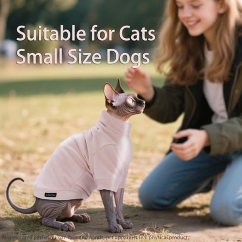 Sphynx Cat Clothes Fleece Cats&Small Dogs Pullover Sweater | Soft warm fleece, covers belly. Stretchy, easy on. Washes well. For small dogs & cats: daily walks, naps, AC rooms. - color: LPink, size: XX-Large