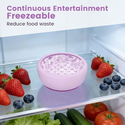 Dog Slow Feeder Licking Bowl,Freezeable Anxiety Relief Treat Dispenser, Non-Slip Anti-chocking Pet Dish, Interactive Puzzle Toy for Small Medium Breed,Freezable BPA Free Silicone Dishwasher Safe - color: purple, size: S
