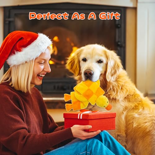 Mihachi Dog Squeaky Toys 16 Squeakers for Aggressive Chewers, Tough Interactive Tug of War Dog Toy-Squeaky Chew Toy for Small,Medium,Large Breed No Stuffing Duck Toy, Fun Long Toys 27 Inches