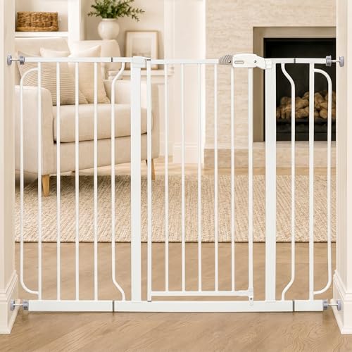 Regalo Safety 36" Extra Tall and 49" Wide Baby Gate for Doorways & Bottom of Stairs, Pressure Mounted Walk Through Baby Gate for Toddlers & Pets, Tested & Safe, American Designed, American Owned - color: White, size: 29-49"W x 36"H