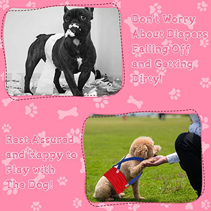 Sanwuta 6 Pieces Dog Diapers Suspenders for Female Male Dog 3 Clips Dog Diapers Suspender for Dogs Diaper Keeper Suspender for Dog Skirt, Dog Dress, 6 Colors