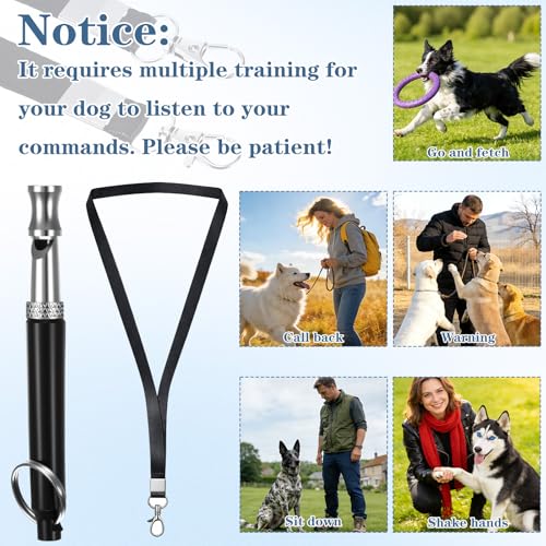 2Pcs Dog Whistle, Professional Ultrasonic Dog Whistle to Stop Barking, Adjustable Pitch Silent Dogs Whistles with Lanyard for Recall & Obedience Training