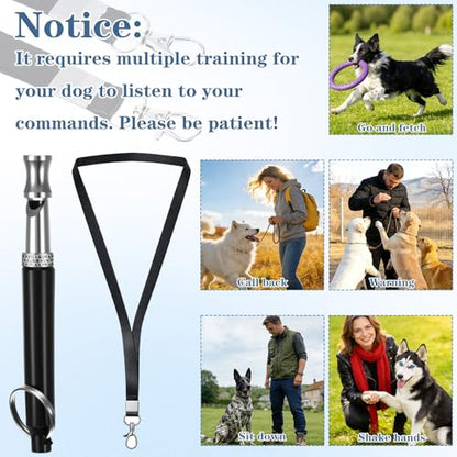 2Pcs Dog Whistle, Professional Ultrasonic Dog Whistle to Stop Barking, Adjustable Pitch Silent Dogs Whistles with Lanyard for Recall & Obedience Training