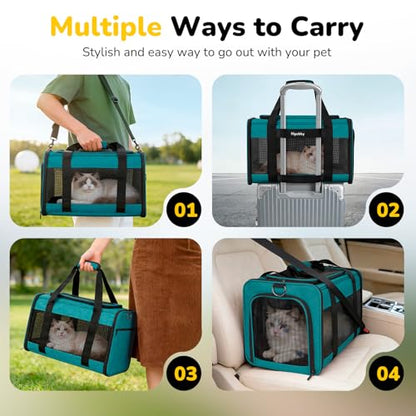 Hipubby Cat Carrier Dog Carrier for Pets Up to 16 Lbs, Soft-Sided Pet Travel Carrier for Cats and Small Dogs, Airline Approved Pet Carrying Case with Shoulder Strap & Removable Mat - Blue - color: Blue
