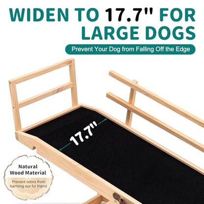 Dog Ramp for Bed, Adjustable Pet Ramps for Dog to Get on Bed, Non-Slip Rubber Surface - Folding Wooden Dog Ramp for Small/Large/Old Dogs, Adjustable up to 23.5 inch High Beds, Safety Railings - size: M-for 23.6''H Bed