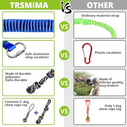 Dog Hanging Bungee Tug Toy: Interactive Tether Tug-of-War for Pitbull Small to Large Dogs to Exercise and Training Equipment - Outdoor Tree Tugger Dog Rope Toy with 2 Chew Rope Toys - Blue - size: X-Large-Blue-for Single Dog