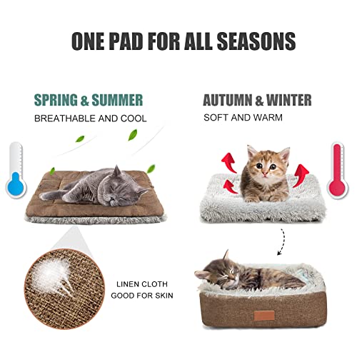 Self Warming Cat Bed, Foldable Self Heated Cat Mat Extra Warm Thermal Heating Pet Pad 24 x 20 inch for Indoor Outdoor Cats, Non-Slip Bottom Washable Non Electric Brown - color: Brown