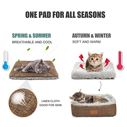 Self Warming Cat Bed, Foldable Self Heated Cat Mat Extra Warm Thermal Heating Pet Pad 24 x 20 inch for Indoor Outdoor Cats, Non-Slip Bottom Washable Non Electric Brown - color: Brown
