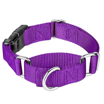 Mikivery Martingale Collar for Dogs Nylon Dog Collar with Quick Release Buckle Adjustable Training No Slip Dog Collars(Medium, Purple) - color: Purple, size: Medium