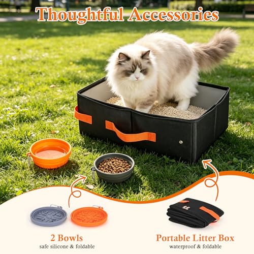 Expandable Cat Carrier for 2 Cats, Extra Large Soft-Sided Double Pet Travel Crate with Litter Box, Removable Divider - Ideal for Kittens, Small Dogs, Car Travel, Road Trip, Camping, Vet Visit