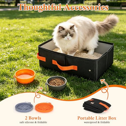 Expandable Cat Carrier for 2 Cats, Extra Large Soft-Sided Double Pet Travel Crate with Litter Box, Removable Divider - Ideal for Kittens, Small Dogs, Car Travel, Road Trip, Camping, Vet Visit