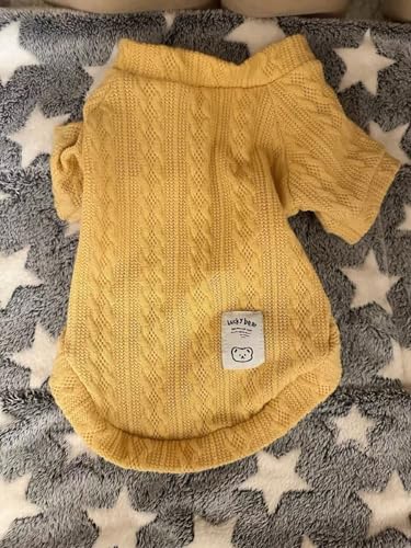 Kitten Clothes, Dog Cat Sweaters Pet Puppy Knitwear Costume Fall Winter Coat for Small Medium Cats Dog Girl Boy Fit 2.2-23lb - color: Yellow, size: Small