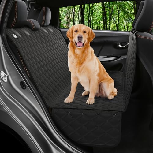 Petloox XL Dog Car Seat Cover for Back Seat, Waterproof Hammock for Car, SUV & Truck, Non-Slip Backseat Cover for Dogs, Heavy-Duty Dog Hammock Style Seat Protector Pets, Easy to Install & Clean - color: Black, size: XL (64"x60")