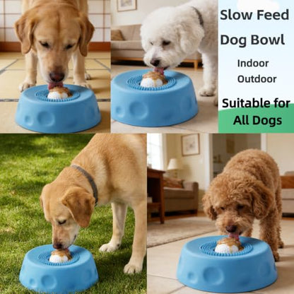 Slow Feeder Dog Bowl with Rolling Ball for Dogs Anti-Slip Lick Bowl for Liquid Treats, Bone Broth, Yogurt & Wet Food, Interactive Pet Feeding Toy and Enrichment Ball-Roll for Small to Large Breeds