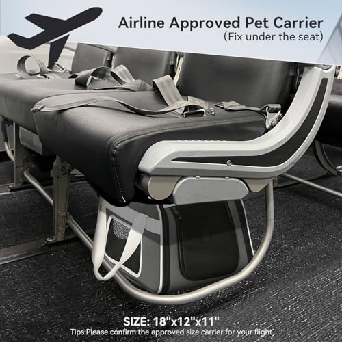 PETSFIT Airline Approved Cat Carrier with Wheels Designed for Small Dogs/Cats with Adjustable Safety Rope & Removable Wheels - color: Medium Gray, size: 20.1"L x 12.2"W x 14.2"H
