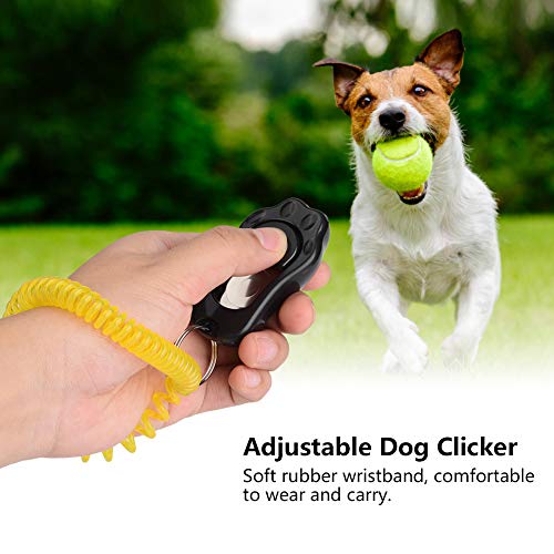 AYNEFY Pet Behavioral Training Clicker, Shaped 3 Gears Adjustable Volume Pet Dog Training Clicker Puppies Training Behaviour Whistle with Wrist Strap(Black) - color: Black