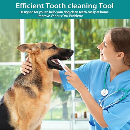 Plaque Remover for Teeth, Pet Ultrasonic Cleaner, Dog Plaque and Tartar Remover with LED Light, Dog Teeth Cleaning Dental Care Kit for Tartar and Stains, Suitable for Dogs and Cats (White) - color: White