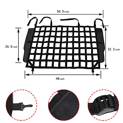 Pet Net Vehicle Safety Mesh Dog Barrier for Jeep Wrangler JK JL 4-Door 2007-2026, Fits Behind Rear Seat, Suitable for Medium, Large Pets, Easy to Install