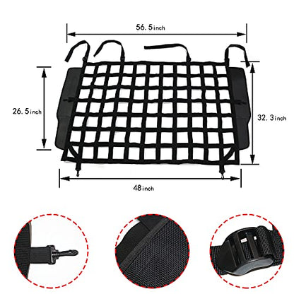Pet Net Vehicle Safety Mesh Dog Barrier for Jeep Wrangler JK JL 4-Door 2007-2026, Fits Behind Rear Seat, Suitable for Medium, Large Pets, Easy to Install