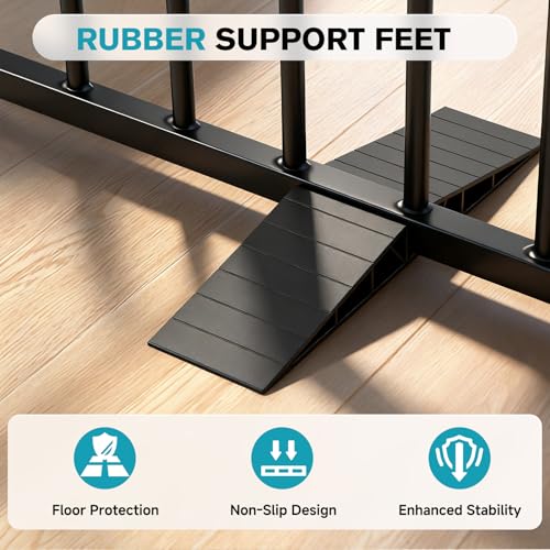 Snagle Paw Extra Wide Dog Gate,Free Standing Dog Fence with Door, Up to 52 Inch Wide Pet Gate with Support Feet for Stairs, Hallways, Doorways, Yard (Black, 2 Panels) - size: Up to 52" W, 2 Panels, Black
