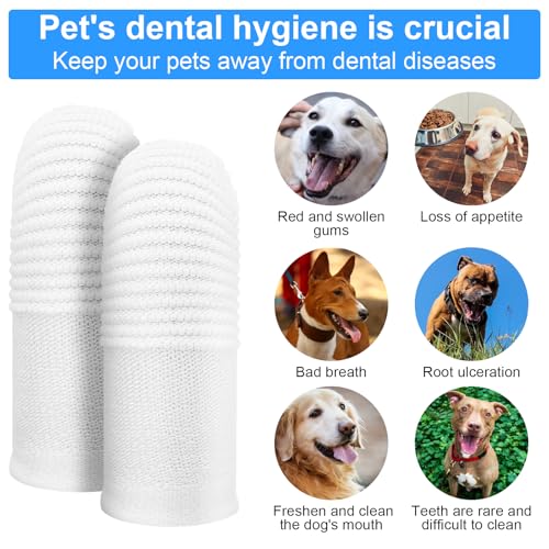 25Pcs Cat & Dog Toothbrush Soft Fabric Pet Finger Toothbrush Kit Washable & Reusable Oral Cleaning Wipes for Puppies Kittens at Home Dental Care (White and Clear)
