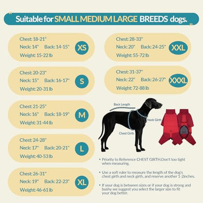 ROZKITCH Fleece Dog Coat for Small Medium Dog, Pullover Pajamas Jumpsuit Bodysuit Coats with 4-Legs, Pet Windproof Warm Cold Weather Jacket Full Body Vest Cozy Snowsuit Outfit Clothes Red M - color: Red, size: M(Chest: 21-25"; Back:18-19")
