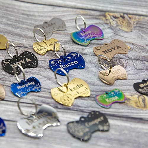 Personalized Dog Tag with 5 Lines of Custom Deep Engraved Durable Stainless Steel Pet ID Name Tag Designer Regular Size Bow Tie - size: Regular, style: Bow-Tie