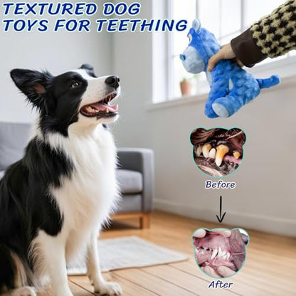 Squeaky Stuffed Dog Toys，Plush Hippo Shape Dog Toy， Indoor&Outdoor Playing Dog Toys to Keep Them Busy, Chew Toys for Large Medium Small Puppies - color: Blue