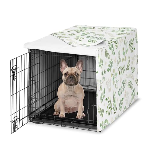 Sweet Jojo Designs 30in. Small/Medium Dog Crate Cover (Green Boho Floral Leaf) Pet Cage, Kennel Covers (Bohemian, Watercolor, Botanical, Flower, Woodland, Tropical, Garden, Nature, Neutral, Sage) - color: Green Botanical, size: 30.0"L x 19.5"W x 21.0"H