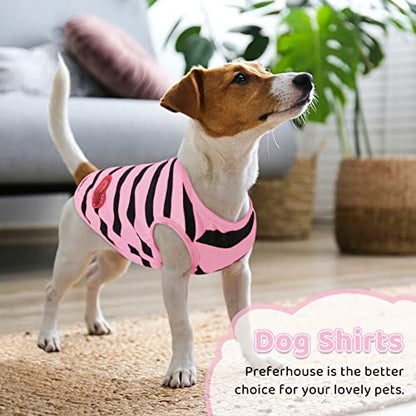 Pet Dog Striped T-Shirt Dogs Cats Cotton Vest Spring Summer Pet Apparel Tee Shirt Suitable for Small and Medium Large Pets French Bulldog Bichon - color: Light Pink-Vest, size: Small
