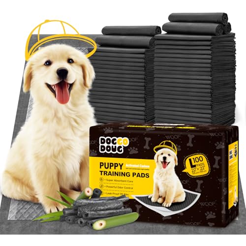 Charcoal Puppy Pads 100 Counts,22"x22" Dog Pee Pads Small Disposable Activated Carbon Super Absorbent Full Edge-Wrapping Pee Pads Odor-Control Training Pads for Doggie Cats Rabbits - size: 100 Count (22"x22")