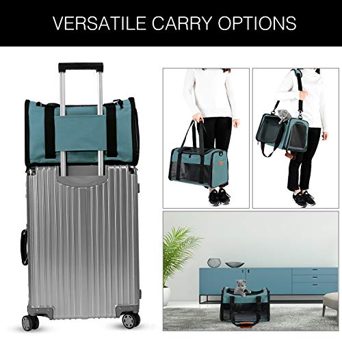 Cat Carrier - Portable Foldable Dog Pet Carrier, Soft-Sided Pet Bag up to 15 Lbs, Airline Approved Travel Puppy Carrier - color: Blue, size: 17.5"L x 11.0"W x 11.0"H