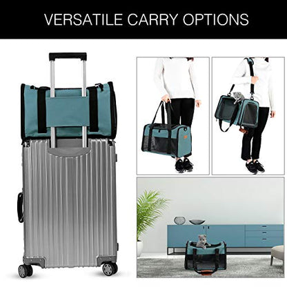 Cat Carrier - Portable Foldable Dog Pet Carrier, Soft-Sided Pet Bag up to 22 Lbs, Airline Approved Travel Puppy Carrier - color: Blue, size: 19.7"L x 12"W x 12"H