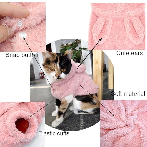 Easter Dog & Cat Outfit - Bunny Ears Hoodies, Fleece Puppy Clothes, Warm Dog Sweatshirt & Cat Costume (Large, Pink) - color: Pink, size: Large