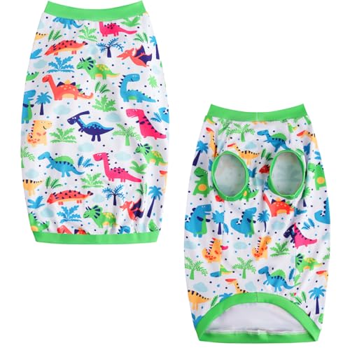 Pet Dog Green Sleeveless T Shirts with Dinosaur Pattern Printed pet Clothes Soft Breathable Vest for Large Dogs X-Large,Green - color: Dino Grenn, size: XL