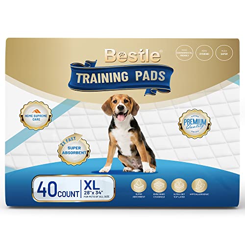 BESTLE Extra Large Pet Training and Puppy Pads Pee Pads for Dogs 28"x34" -40 Count Super Absorbent & Leak-Proof - size: 40-Count
