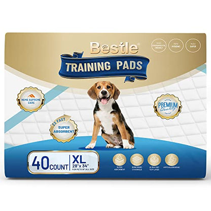BESTLE Extra Large Pet Training and Puppy Pads Pee Pads for Dogs 28"x34" -40 Count Super Absorbent & Leak-Proof - size: 40-Count