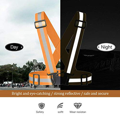 Reflective Vest Running Gear 3Pack, Adjustable Safety Vests High Visible Reflective Belt Straps - color: Pink,green,orang