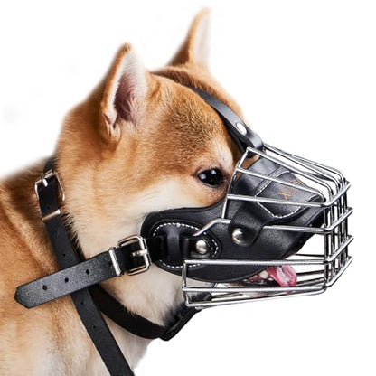 Dog Muzzle- Adjustable Durable Metal Basket,Leather Muzzle,Dog Muzzle for Large Dogs,Basket Allows Panting and Drinking-Comfortable,Lightweight,Muzzle for Large Sized Dog (XL)