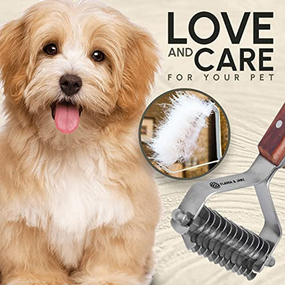 Flamia & Jabz Undercoat Rake for Dogs & Cats, Dematting Grooming Stripper Tool (12 Blades) - size: 12 Blades